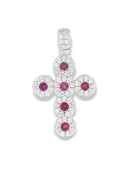 Ciondolo Argento Rodiato Croce Magic Viola/Bianchi [8732b6c3]