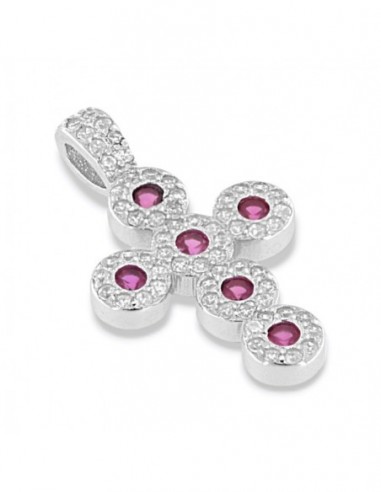 Ciondolo Argento Rodiato Croce Magic Viola/Bianchi [7731b7ee]