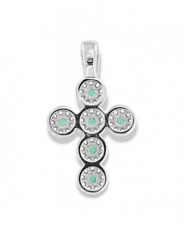 Ciondolo Argento Rodiato Croce Magic Verdi/Bianchi [a31b9a9f]