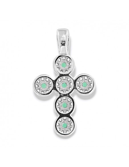 Ciondolo Argento Rodiato Croce Magic Verdi/Bianchi [a31b9a9f]