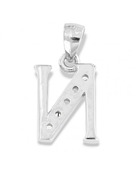 Ciondolo Argento Rodiato Iniziale N ZIrconi Bianchi [746a3120]