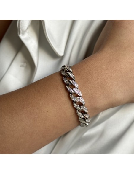 Bracciale Argento Rodiato Maglia Cubana Grumetta [7835b626]