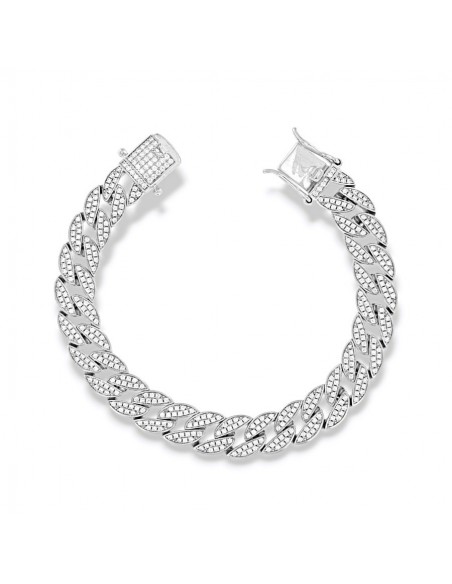 Bracciale Argento Rodiato Maglia Cubana Grumetta [ca78303c]