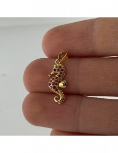 Ciondolo Argento Dorato Cavalluccio Marino Zirconi Viola/Neri [7fdedd69] 2