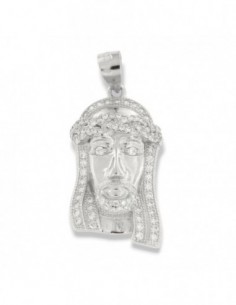 Ciondolo Argento Rodiato Volto Cristo [140205bf]