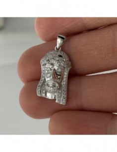 Ciondolo Argento Rodiato Volto Cristo [140205bf] 2