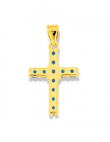 Ciondolo Argento Dorato Croce Zirconi Blu 2,5MM [1e4a220b]