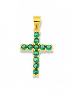 Ciondolo Argento Dorato Croce Zirconi Verdi 2,5MM [6ecbd749]