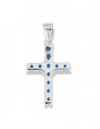 Ciondolo Argento Dorato Croce Zirconi Blu 2,5MM [8554980d]