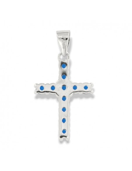Ciondolo Argento Dorato Croce Zirconi Blu 2,5MM [8554980d]