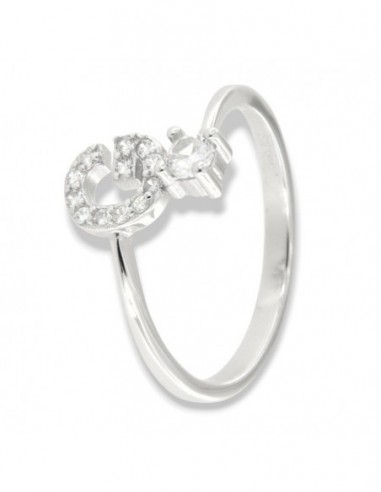 Anello Argento Rodiato Lettera G Punto Luce [c32bcd34]
