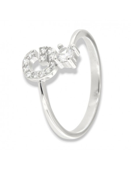 Anello Argento Rodiato Lettera G Punto Luce [c32bcd34]