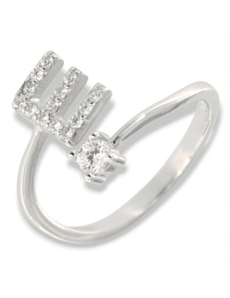 Anello Argento Rodiato Lettera E Punto Luce [20e42b91]