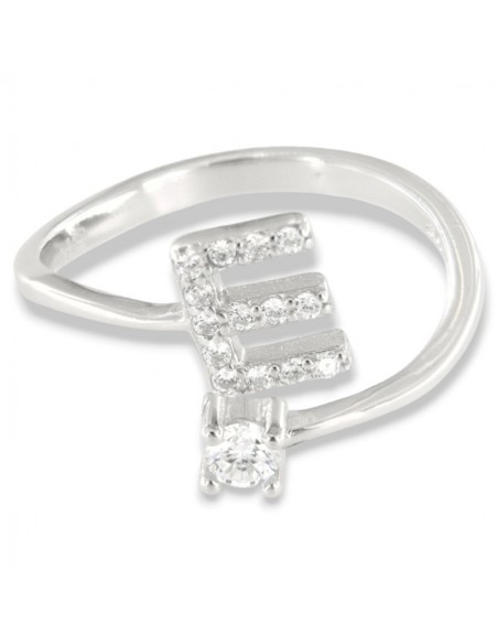 Anello Argento Rodiato Lettera E Punto Luce [4b8fee86]