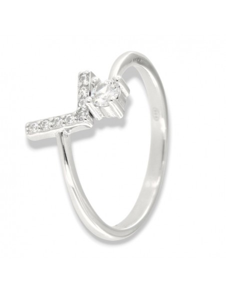 Anello Argento Rodiato Lettera L Punto Luce [1ad4a87a]
