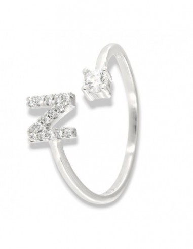 Anello Argento Rodiato Lettera N Punto Luce [10742646]