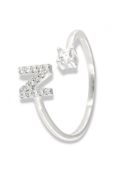 Anello Argento Rodiato Lettera N Punto Luce [10742646]