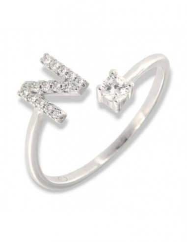 Anello Argento Rodiato Lettera N Punto Luce [04328c98]