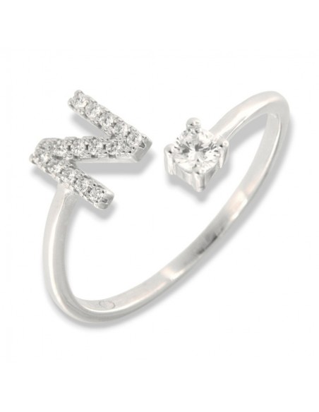 Anello Argento Rodiato Lettera N Punto Luce [04328c98]