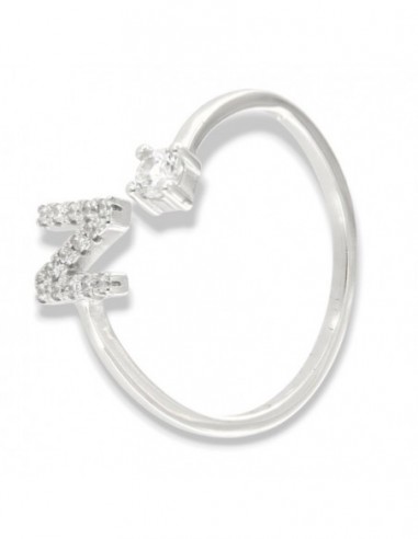 Anello Argento Rodiato Lettera N Punto Luce [0162cb86]