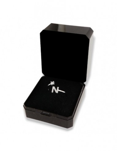 Anello Argento Rodiato Lettera N Punto Luce [d844888b]