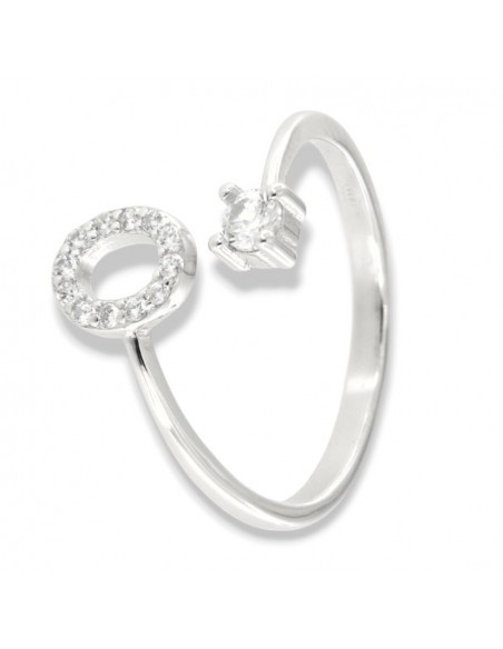 Anello Argento Rodiato Lettera O Punto Luce [c345f6b6]