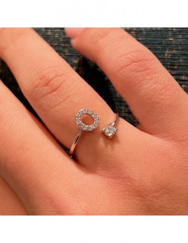 Anello Argento Rodiato Lettera O Punto Luce [bb7d3d4f]