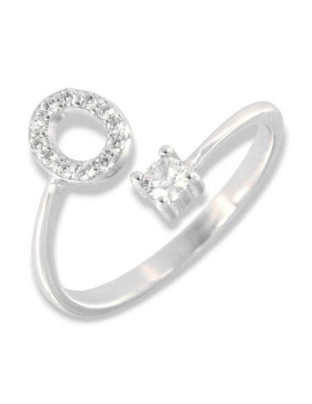 Anello Argento Rodiato Lettera O Punto Luce [0c60fc4b]