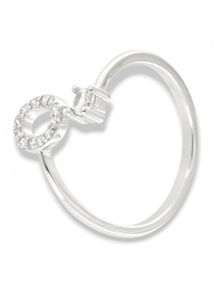 Anello Argento Rodiato Lettera O Punto Luce [0930bb55]
