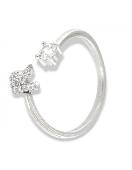 Anello Argento Rodiato Lettera R Punto Luce [8e9c6354]