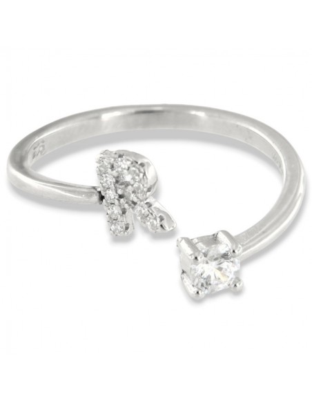 Anello Argento Rodiato Lettera R Punto Luce [e0a7e15d]