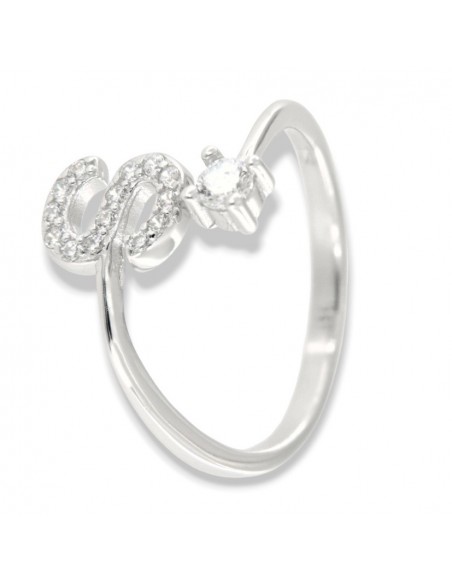 Anello Argento Rodiato Lettera S Punto Luce [ad7e74bf]