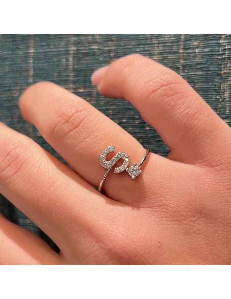 Anello Argento Rodiato Lettera S Punto Luce [b5248c4c]