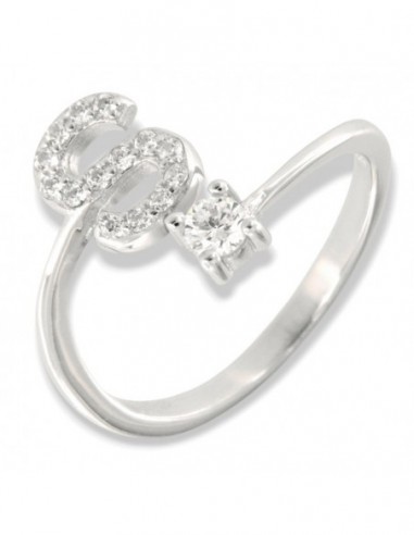 Anello Argento Rodiato Lettera S Punto Luce [02394d48]
