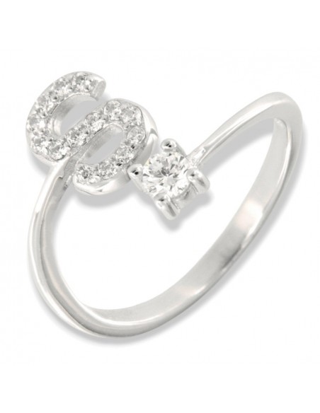 Anello Argento Rodiato Lettera S Punto Luce [02394d48]
