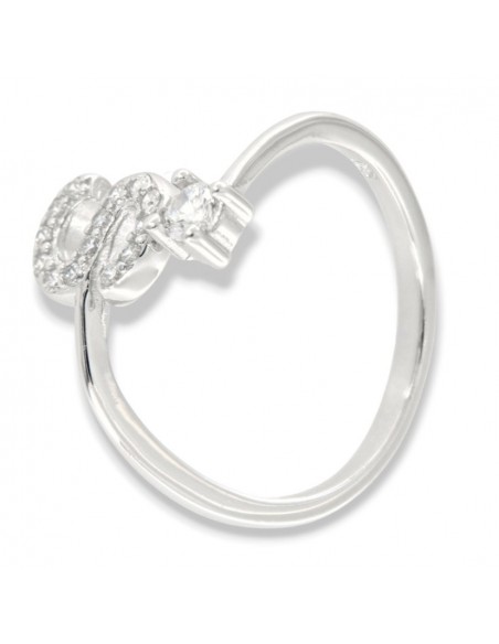 Anello Argento Rodiato Lettera S Punto Luce [07690a56]