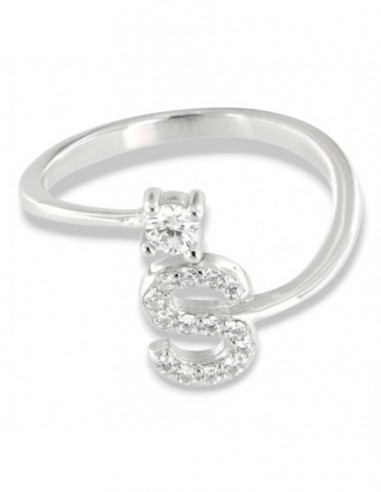 Anello Argento Rodiato Lettera S Punto Luce [6952885f]