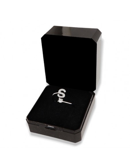 Anello Argento Rodiato Lettera S Punto Luce [de4f495b]