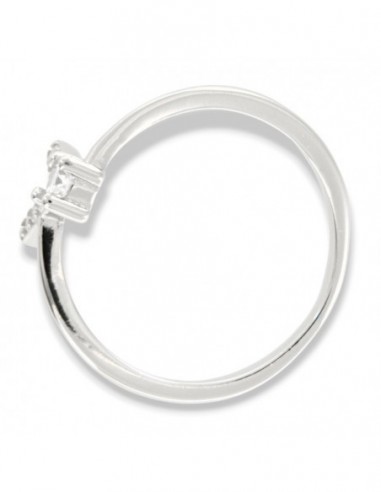 Anello Argento Rodiato Lettera V Punto Luce [a29f1856]