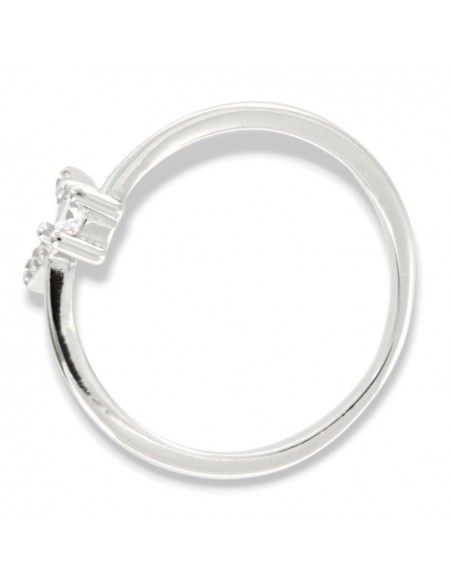 Anello Argento Rodiato Lettera V Punto Luce [a29f1856]
