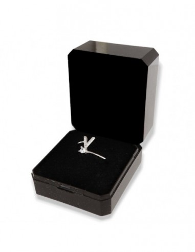 Anello Argento Rodiato Lettera V Punto Luce [cca49a5f]