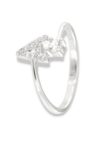 Anello Argento Rodiato Lettera A Punto Luce [a8992e60]