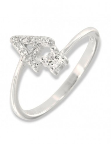 Anello Argento Rodiato Lettera A Punto Luce [3c564996]