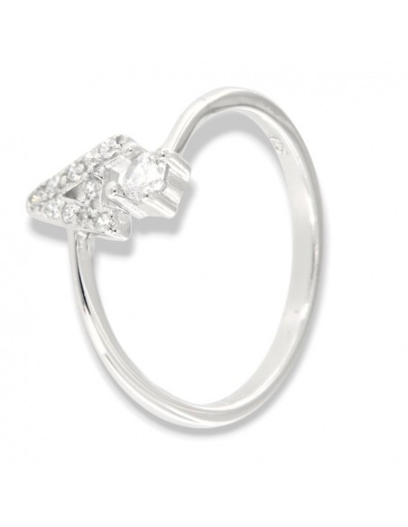 Anello Argento Rodiato Lettera A Punto Luce [39060e88]