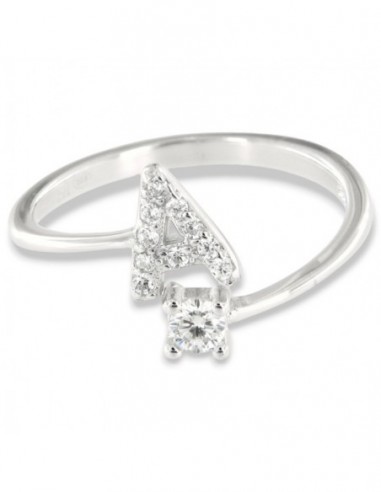 Anello Argento Rodiato Lettera A Punto Luce [573d8c81]
