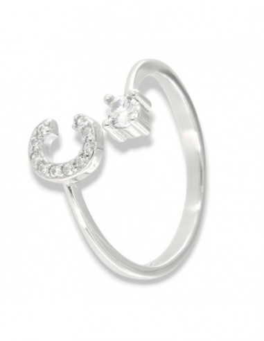 Anello Argento Rodiato Lettera C Punto Luce [c6a2ac69]