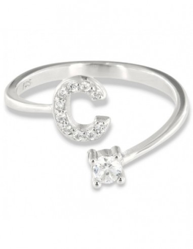 Anello Argento Rodiato Lettera C Punto Luce [59643d82]