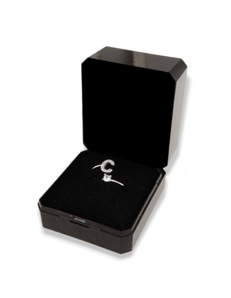 Anello Argento Rodiato Lettera C Punto Luce [ee79fc86]