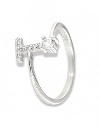 Anello Argento Rodiato Lettera T Punto Luce [1a63b5bb]