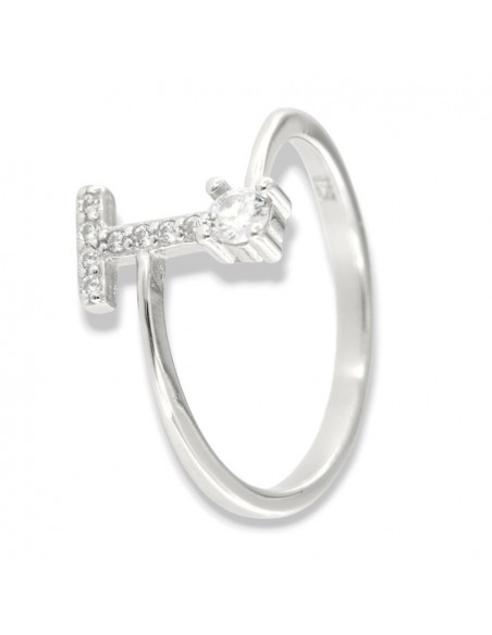 Anello Argento Rodiato Lettera T Punto Luce [1a63b5bb]